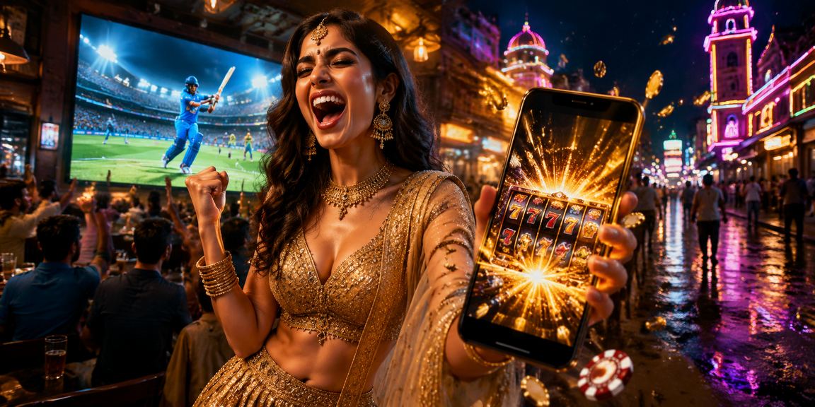 Young people enjoying Teen Patti and cricket betting on mobile phones in India
